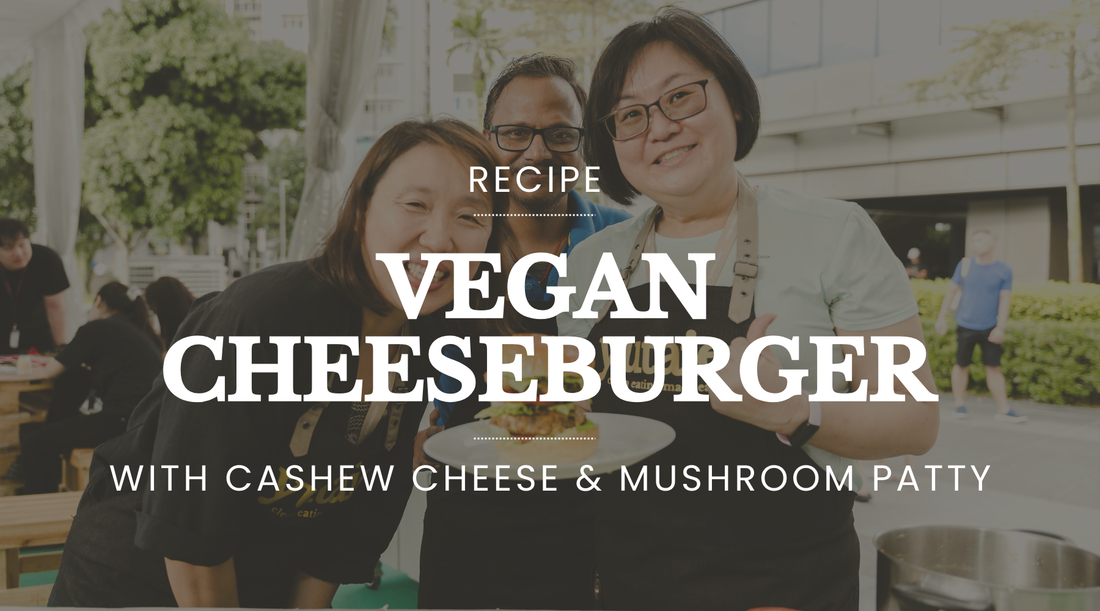 Vegan Cheese Burger with Cashew Cheese & Mushroom Patty by Chef Benson