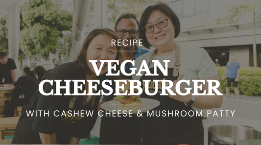 Vegan Cheese Burger with Cashew Cheese & Mushroom Patty by Chef Benson