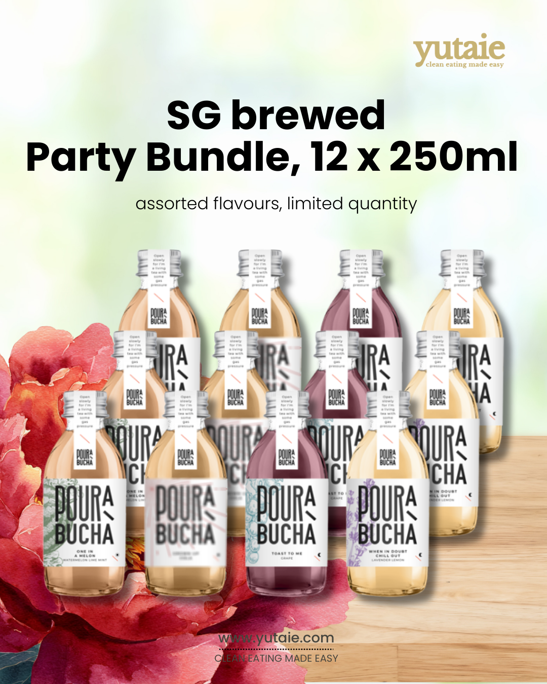 Kombucha, 250ml x 10 + 2 bottles