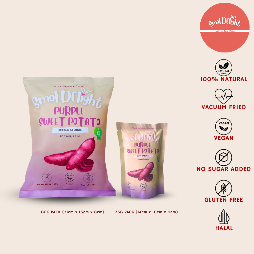 Smol delight, Purple sweet potato, crispy, crunchy, available at yu taie, clean eating made easy